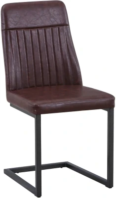 Antiqued Brown Leather Dining Chair - Set of Two
