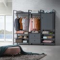 Zahra 3 Piece Bedroom Furniture Set Open Wardrobes - Dark Grey
