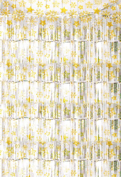 Shimmer Tinsel Curtain Christmas Snow Design 2m x 1m