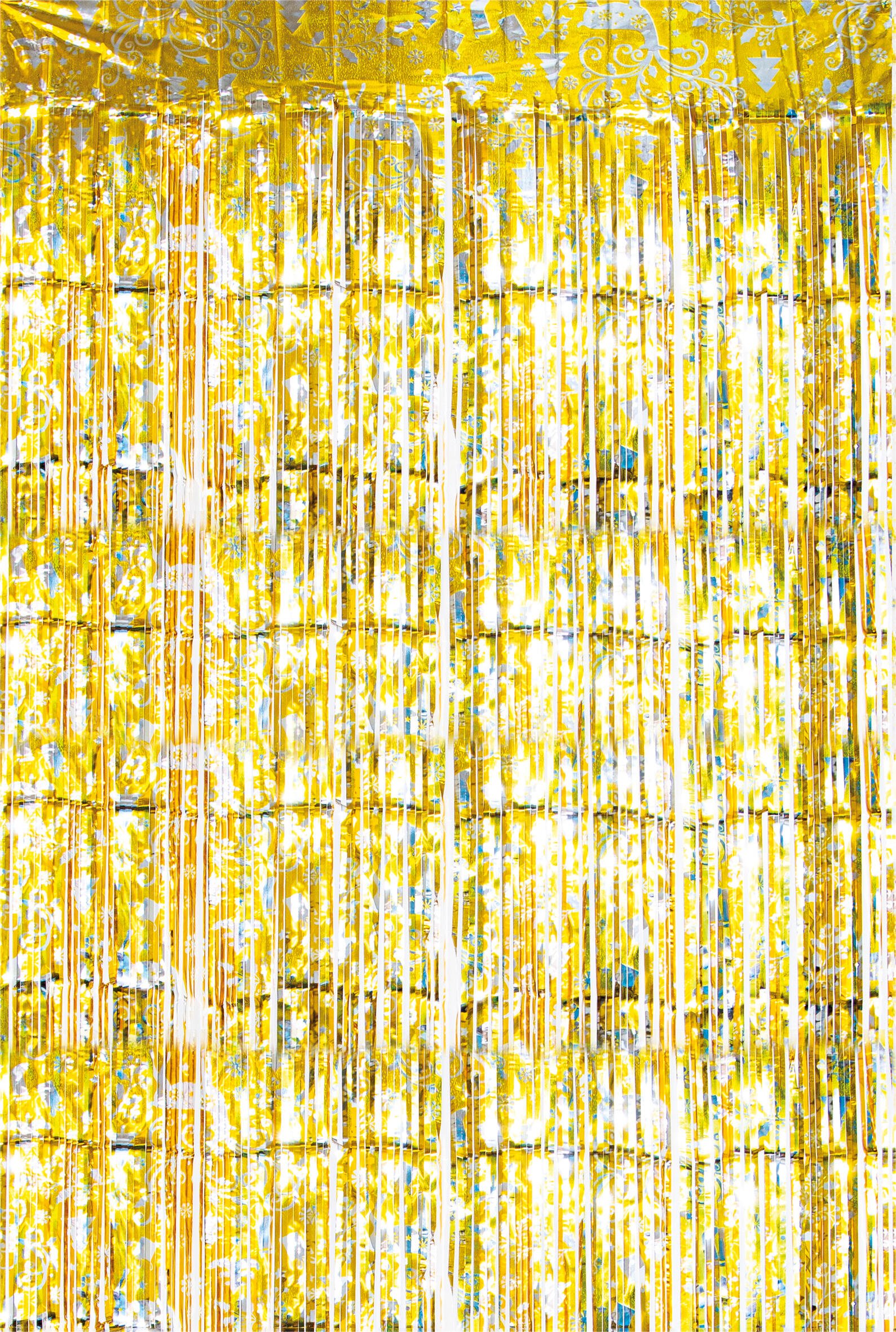 Shimmer Tinsel Curtain Reindeer Christmas Tree Design 3m x 1m No 10