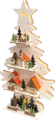St Helens Home And Garden Battery Powered Wooden Light Up Christmas Tree