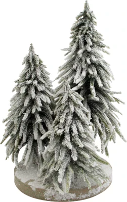 St Helens Home And Garden Decorative Snow Topped Mini Christmas Tree Display On Plinth
