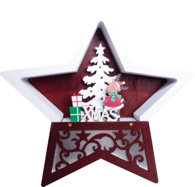 St Helens Home And Garden Battery Powered Wooden Light Up Christmas Star