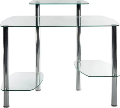 Teknik Glacier Rectangular Glass Home Desk with Straight Legs - 1090 x 590mm