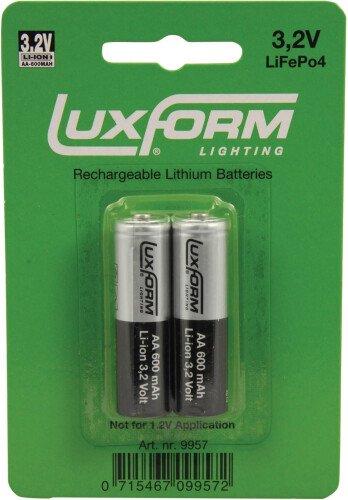 Luxform Lighting Aa Rechargeable Battery - 600 Mah L-ion 3.2v - Pack Of 2