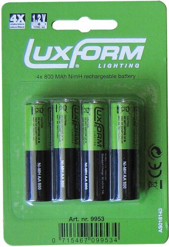 Luxform Lighting Aa Rechargeable Battery - 800 Mah Nimh 1.2v - Pack Of 4