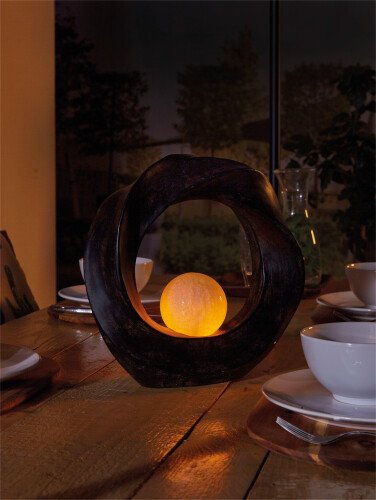 Luxform Lighting Cresent Solar Powered Polystone Garden Ornament