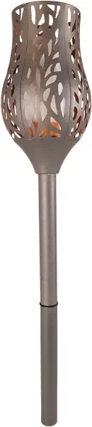 Luxform Lighting Battery Powered Charcoal Grey Metal Tulip Flame Candle Torch With Remote Control And Timer