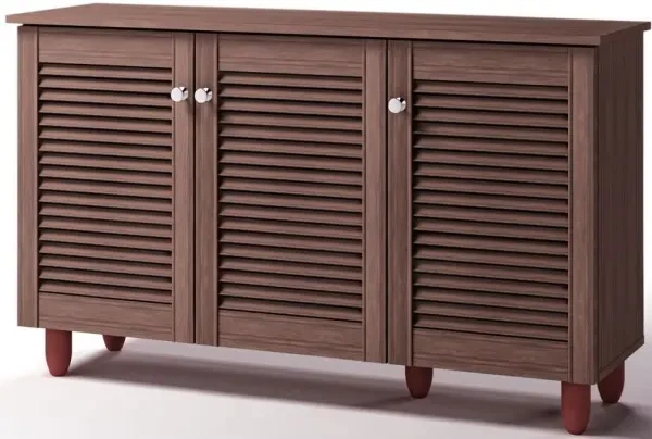 Essentials 3 Door Shoe Cabinet - Walnut