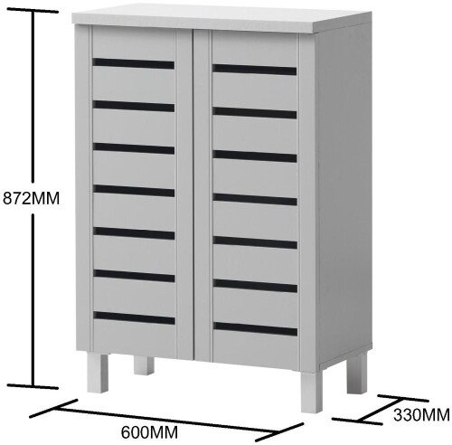 Essentials 2 Door Shoe Cabinet - Light Grey