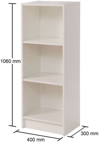 Essentials Medium Narrow Bookcase - White