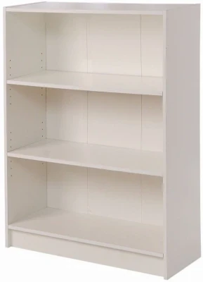 Essentials Low Wide Bookcase - White