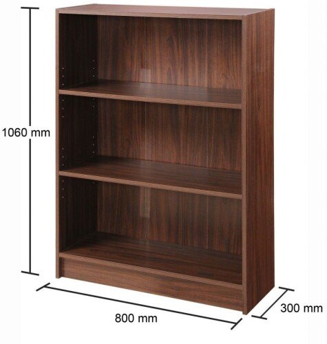 Essentials Low Wide Bookcase - Walnut