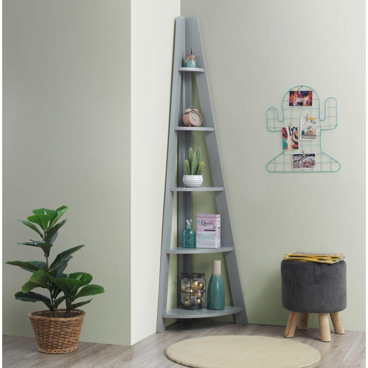 Riva Corner Ladder Bookcase Light Grey No 10 Furniture