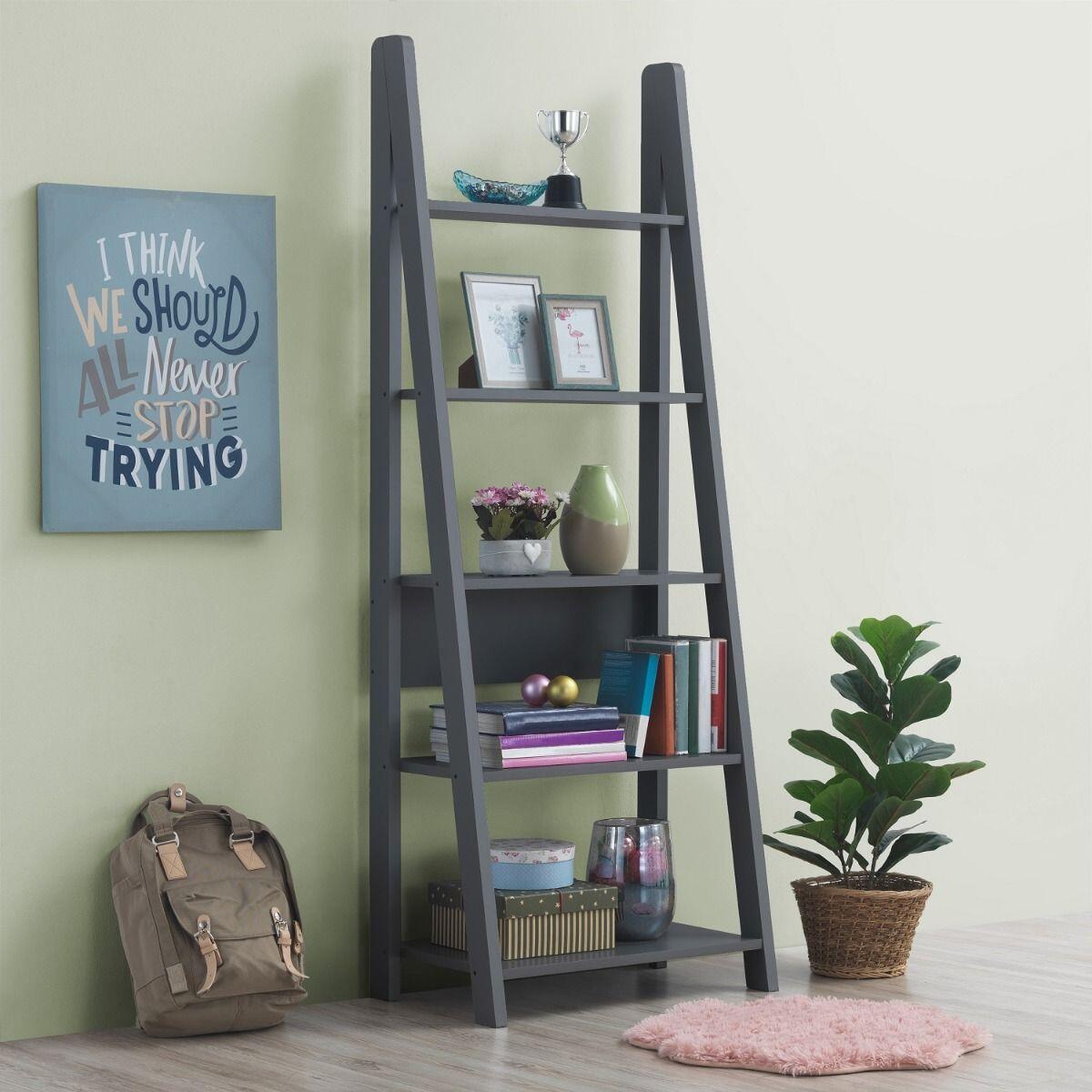 Riva Ladder Bookcase Dark Grey No 10 Furniture