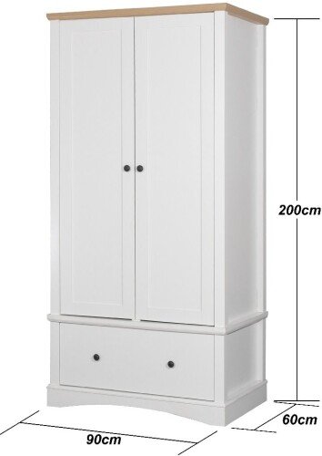 Carden White 3 Piece Bedroom Set (2 Door Wardrobe, 7 Drawer Chest, 3 Drawer Bedside)