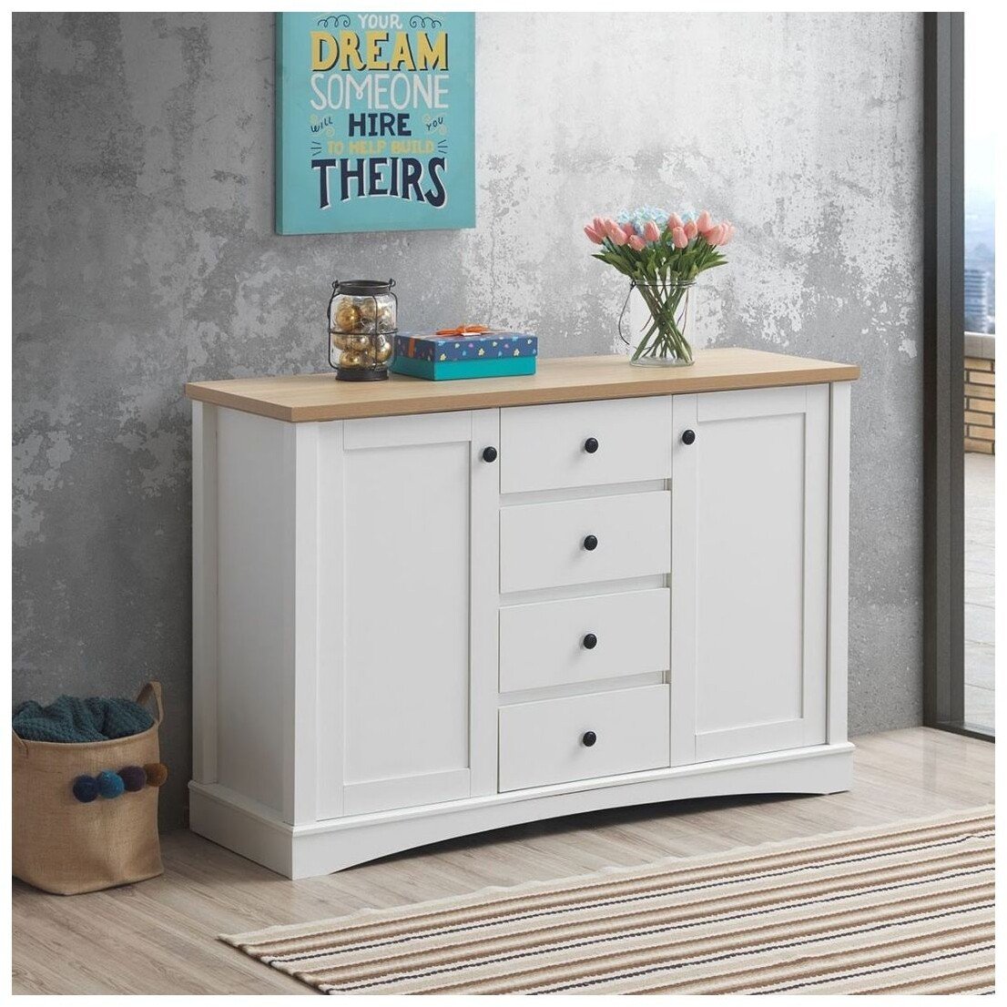 Carden Sideboard With 2 Doors & 3 Drawers - White - No 10 Furniture