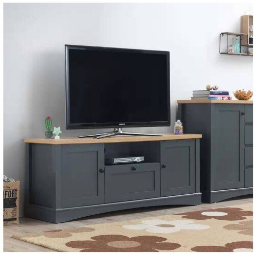 Carden TV Cabinet With 2 Doors & 1 Drawer - Dark Grey