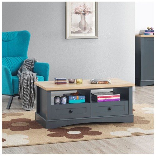 Carden Coffee Table With 2 Drawers - Dark Grey