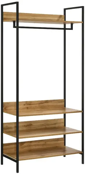 Zahra Open Narrow Wardrobe With 4 Shelves - Wotan Oak