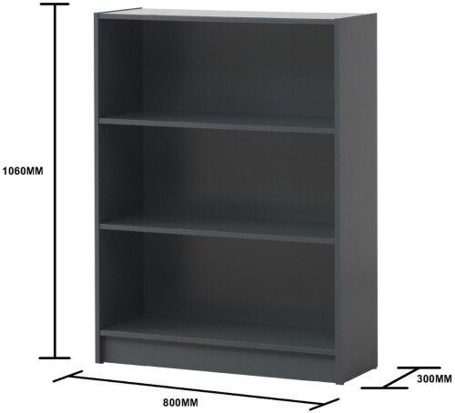 Essentials Low Wide Bookcase - Dark Grey