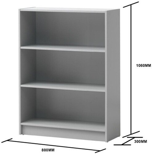 Essentials Low Wide Bookcase - Light Grey