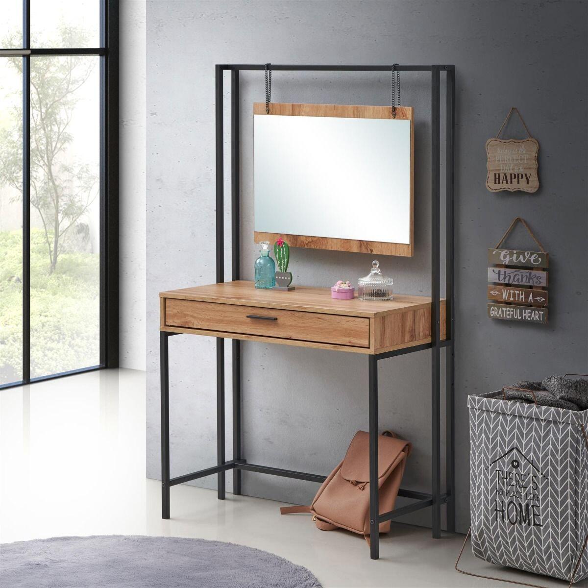 Zahra Dressing Table With Mirror Wotan Oak No 10 Furniture