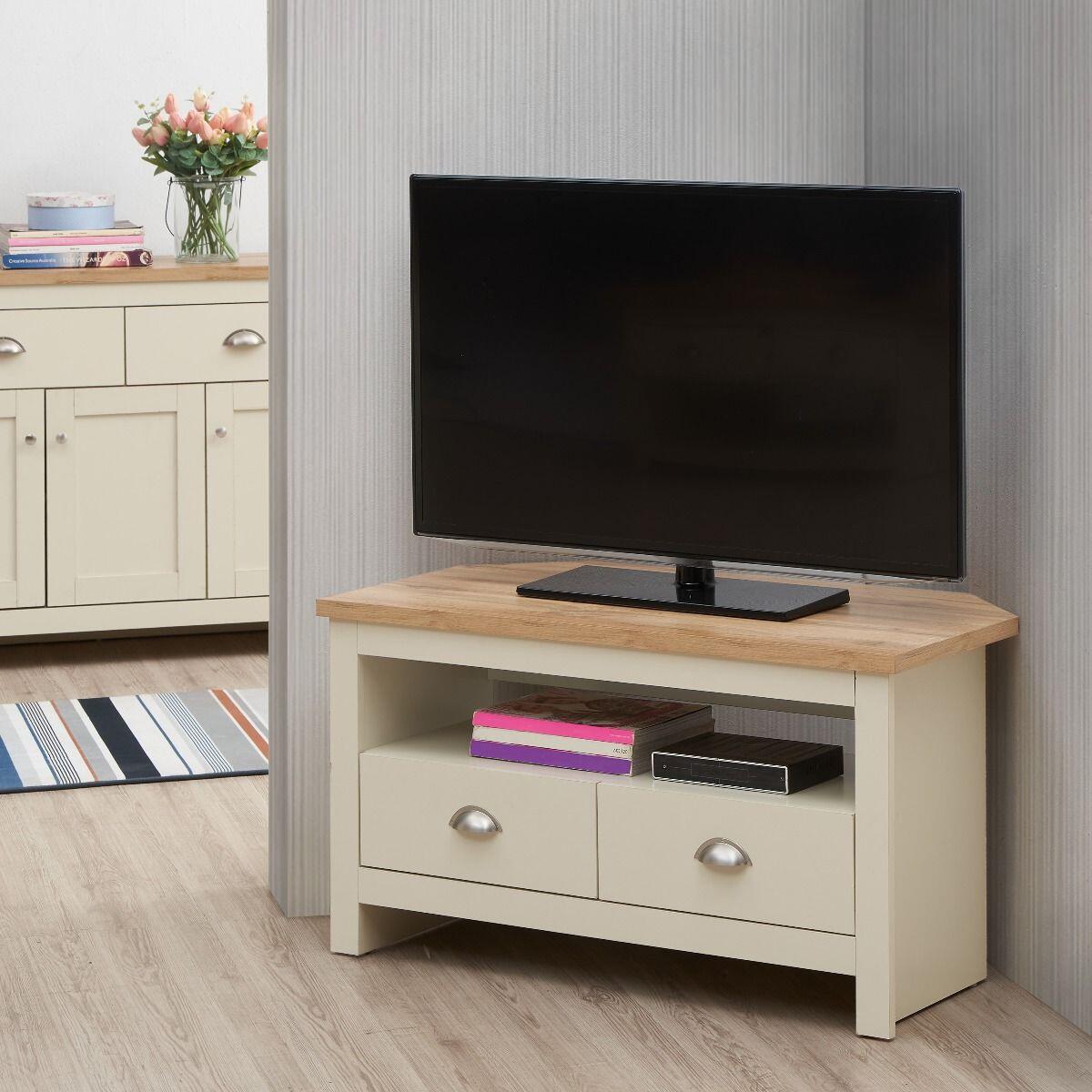 Lisbon Corner TV Unit With 2 Drawers No 10 Furniture