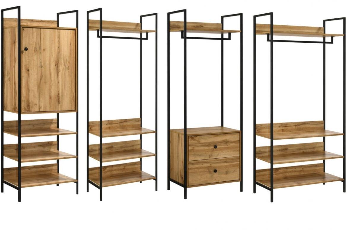 Zahra 4 Piece Bedroom Furniture Set Open Wardrobes Wotan Oak No 10