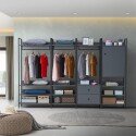 Zahra 4 Piece Bedroom Furniture Set Open Wardrobes - Dark Grey
